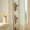 Beige floral embroidery blackout curtain with tassels in a natural bohemian style - 140-91 / Purple Lily-Rod Pocket