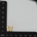 Detailed macro view of gold-plated 3D letter W pendant with 15mm size measurement - Letter W Pendant Only (Without Chain) / Gold
