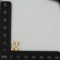 Macro view of a 12mm gold puffy letter X pendant on a metric measuring scale - Letter X Pendant Only (Without Chain) / Gold