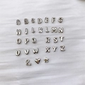 Gepolijste zilveren 3D alfabet bedeltjes set met letters en hartjes voor sieraden - Letter A / Zilver