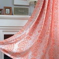 Vibrant coral orange bohemian jacquard curtain with elegant water drop patterns - Spec 132-45 / Orange Teardrop Pattern (Rod Pocket)