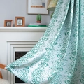 Green vintage curtain with mandala jacquard pattern and premium cotton linen texture - Spec 132-45