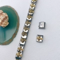 Italian modular charm bracelet in stainless steel with vintage gold cross relief pattern - Gold Embossed Cross Style (18 Designs)