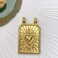 Böhmischer vergoldeter Tarot-Anhänger mit Heiligem Herz und Sonnenstrahlen-Prägung - Heiliges Herz Totem Stil (Stil 23)