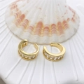 Gold-plated C-shaped ear cuffs with rectangular clear zircons in a pair set - Rectangular Zirconia Style (76) / Gold