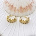 Elegant gold crown ear cuffs set with white cubic zirconia for non-pierced ears - Vintage Crown Style (79) / Gold