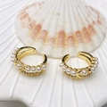 Elegant 18K gold plated double C-shape ear cuffs with white pearls and sparkling crystals - Style 5