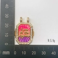 Gold Tarot Love is the Answer pendant with pink gradient and cubic zirconia stones - Gradient Heart Slogan Style (Style 5)
