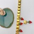 Italian style gold-plated bracelet featuring red enamel strawberry charms and modular links - Gold Strawberry Style (Style 53) / 1 Piece Only (Charm Link Only)