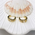 Golden double-layer C-shaped ear cuffs with heart detail and clear zircon stones - Style 7