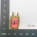 Bohemian gold tarot pendant with green zircon evil eye and measurements of 20mm x 15mm - Pink Orange Radiant Eye Style (Style 7)