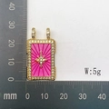 Pink enamel tarot card charm with gold star and cubic zirconia, 28mm pendant - Pink Purple Radiant Star Style (Style 9)