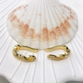 Elegant 18K gold plated double C-shaped ear cuffs with acrylic beads and zircon inlay - Style 10