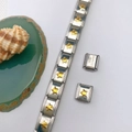 Détails de l'anneau de bracelet à breloques en acier inoxydable avec motifs d'étoiles dorées - Style Étoile Dorée (Style 120) / Pièce Unique