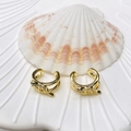 U-shaped gold ear cuff with crystal snake design on white shell background - Double-Layer Hollow Snake Design (Style 26) / Gold