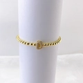 Detail of gold bead bracelet with micro-pave zircon letter D balloon style pendant - Gold D