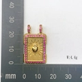 Golden tarot square pendant with pink crystals and sacred heart detail, weighing 4.4g - Sacred Heart Relief Style (Style 10)