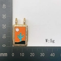 Bohemian gold tarot rectangle pendant featuring desert cactus and white zircon inlay - Desert Cactus Style (Style 11)
