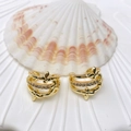 Golden U-shaped ear cuffs with three-layer design, white zircons and clover ornaments - Triple-Layer Rhinestone Four-Leaf Clover Style (28 Styles) / Gold
