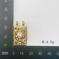Bohemian gold tarot rectangle pendant with heart pearl and white zircon details - Pearl Heart Radiant Style (Style 12)