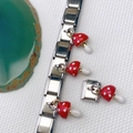 Bracelet modulaire italien en acier inoxydable avec pendentifs champignons rouges - Style Champignon de Forêt (Style 62) / 1 Pièce (Maillon Charm Seul)