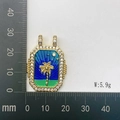 Bohemian gold palm tree pendant with blue enamel and sparkling cubic zirconia stones - Golden Palm Tree Style (Style 13)