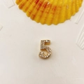 Gold plated number 5 charm pendant with sparkling cubic zirconia stones for DIY jewelry - Number 5