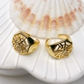 Adjustable gold spider and web open ring with sparkling white zircon accents - 15 Styles Set