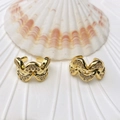 Elegante goldene Wellen-Ohrklemmen mit Mikro-Zirkonia-Kristallen für Ohren ohne Löcher - Wellenförmiger Strass-Stil (54 Stile)