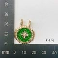 Bohemian gold compass star pendant with green enamel and white zircon stones 4.5g - Green Compass Octagonal Star Style (Style 14)