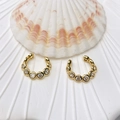 Elegant gold-plated C-shaped ear cuffs with inlaid zircons on a white tray - Five-Rhinestone Circle Bezel-Set (Style 31) / Gold