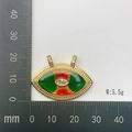 Bohemian gold plated evil eye pendant with enamel details and zircon stones on scale - Green Orange Radiant Eye Style (Style 15)
