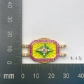 Bohemian gold tarot charm with yellow enamel sunburst and purple zircon stones - Bright Yellow Radiant Star Style (Style 16)