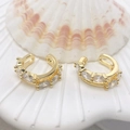 Pair of gold-plated snake-year ear cuffs with sparkling oval cubic zirconia stones - Oval Sequence Style (94) / Gold