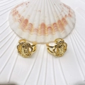 Gold U-shaped ear cuff with religious saint relief and crystal inlay in golden finish - Religious Virgin Mary Relief Style (33 Designs) / Gold