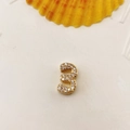 Number 3 alphabet charm with sparkling white zircons for DIY jewelry making - Number 3