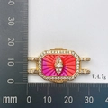Bohemian gold tarot eye charm with pink enamel and small zircons for DIY jewelry - Gradient Eye Connector Style (Style 17)