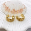 Vergoldete Ohrklemme mit Mikro-Zirkonia, präsentiert in einer dekorativen Muschel - C-Form Strass Minimalistischer Stil (59 Stile)