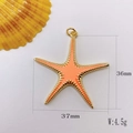 Ciondolo a stella marina arancione in metallo dorato e smalto, misura 37 mm per 36 mm - Arancione (Stile 1)