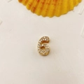 Luxurious gold-plated number 6 pendant with sparkling pavé crystals for DIY jewelry - Number 6