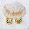 Elegant gold-plated double-layer C-shaped ear cuffs with micro-paved white zircon accents - Style 23