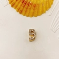 Golden number 9 charm with white pave-set zircons for DIY jewelry necklaces - Number 9
