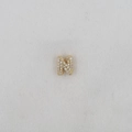 Detailed macro view of gold-plated balloon letter N pendant with pavé zircon stones - Letter N Pendant