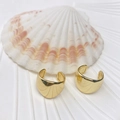 Minimalist wavy geometric ear cuffs with 18K gold plating for a stylish look - C-Shaped Wide Style (Style 103)