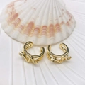 Elegant 18K gold plated snake ear cuffs featuring sparkling green gemstone eyes - Snake Shape (Style 104)