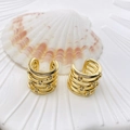 Eleganter goldener mehrlagiger Ohrmanschetten mit funkelnden Zirkoniasteinen im Design - Fünflagiger offener Stil mit parallelen Strasssteinen (70 Designs)