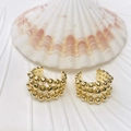 Three-row bubble texture golden ear cuffs with polished finish and hollow inner design - Bubble Bead Texture (Style 106)
