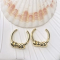 Minimalist 18K gold plated wavy hoop earrings with twisted rope texture in gold finish - Twisted Rope Texture (Style 111)