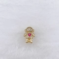 Macro view of golden bear charm with white zircon pavé and red heart stone detail - Gold Red Heart Bear Style (Style 224)
