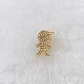 Macro detail of gold boy charm pendant with sparkling cubic zirconia on white fur background - Gold Rhinestone Boy (Style 146)